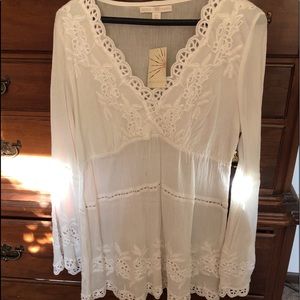 Boston Proper white gauze tunic L